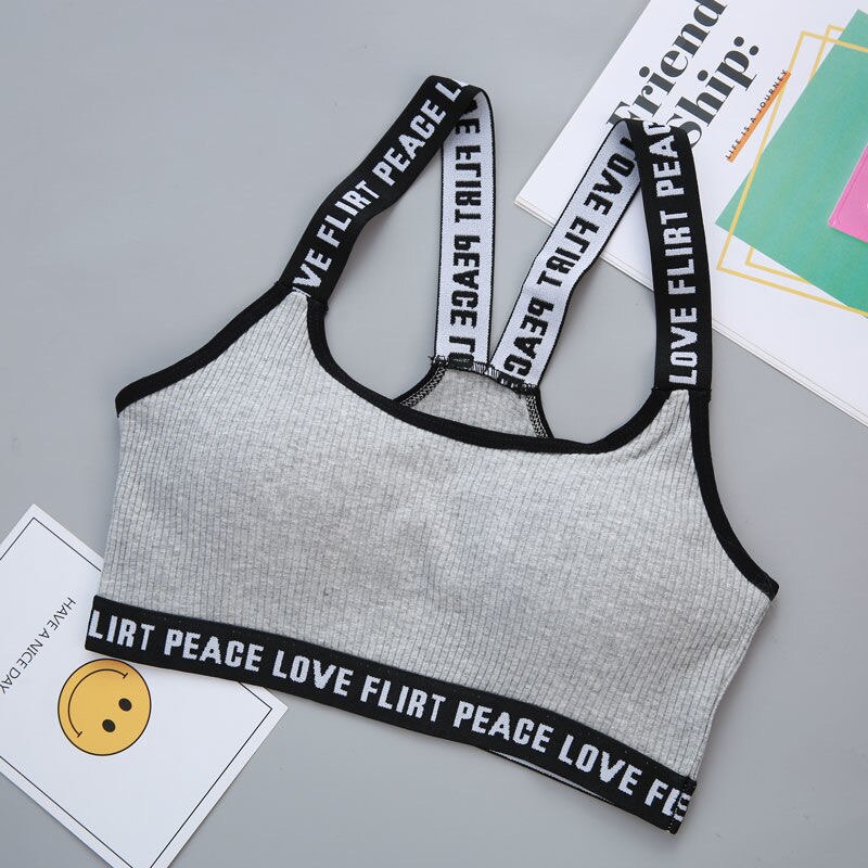 Bra Women Letter Sports Top Push Up Fitness Running Yoga Underwear Cotton Tops for Gym Wear Solid Sportswear
