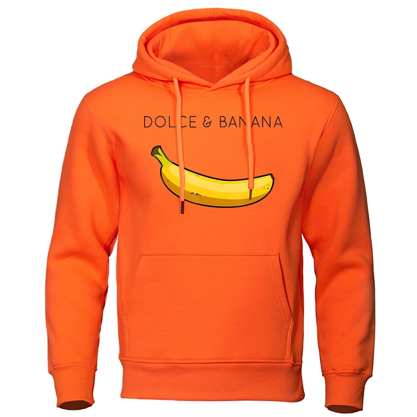 Dolce & Banana Printing Men's Sweatshirt Fashion Casual Hoodies Autumn Loose Pullover Tops Pocket Fleece Warm Sportswear Male