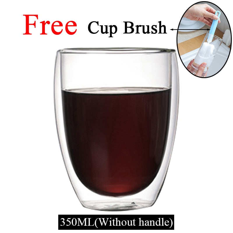 Double Wall High Borosilicate Glass Mug Heat Resistant Tea Milk Lemon Juice Coffee Water Cup Bar Drinkware Lover Gift Creativity