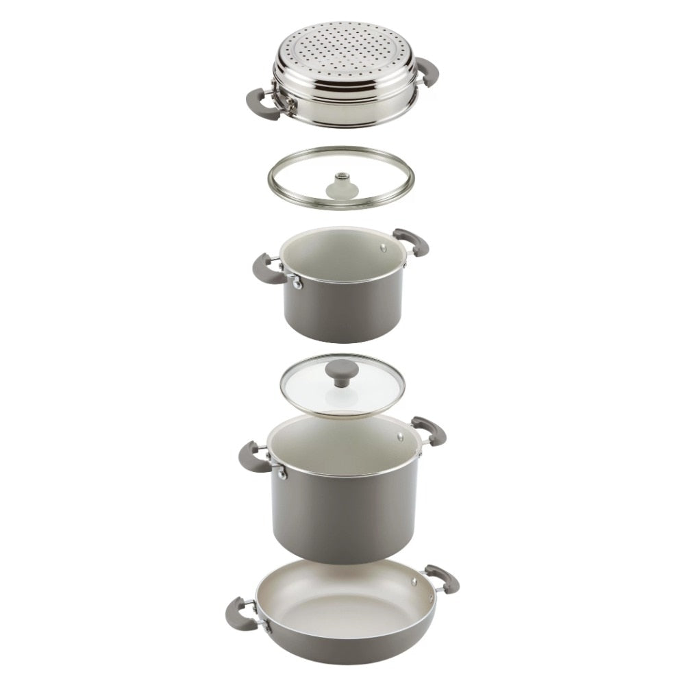 Stackable Nonstick Cookware Set, Gray 8-Piece cookware cooking pot