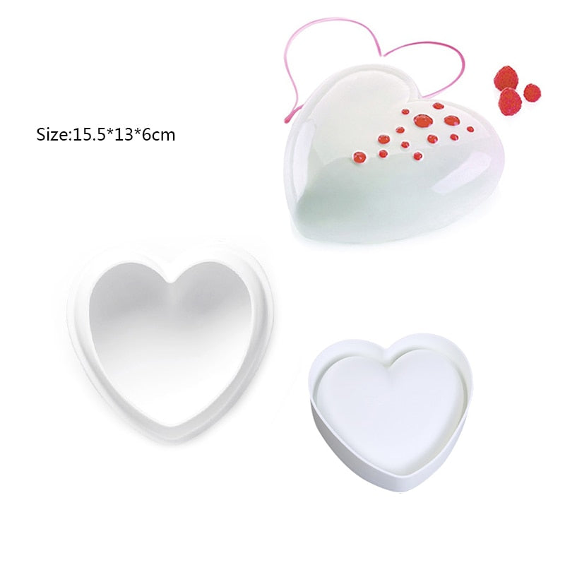 Heart Shaped Silicone Mold Cake Mousse Baking Forms Tray Silicon Soap Candle Making Moulds Kitchen Bakeware Tool