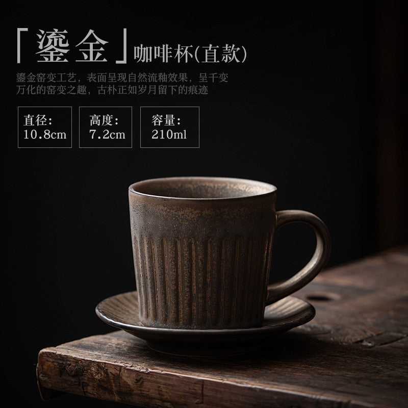 Home Simple Breakfast Cup Mug Japanese Retro Stoneware Water Cup Cups Drinkware Kitchen Dining Bar Garden