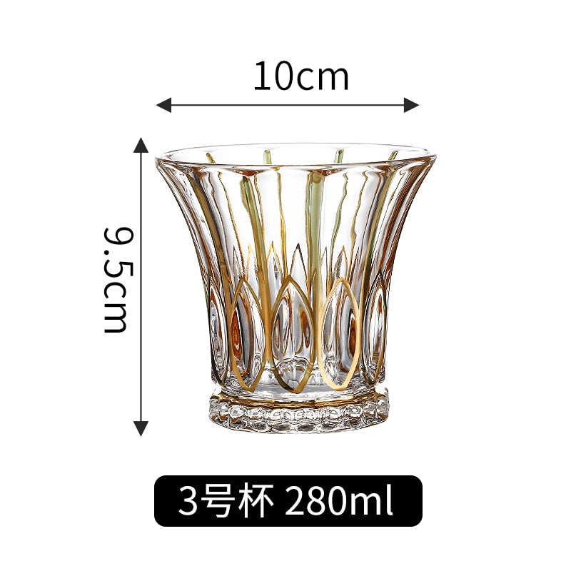 Crystal Gilt Glass Beer Mug European Luxury Brandy Wine Whiskey Cup Cups Drinkware Kitchen Dining Bar Home Garden