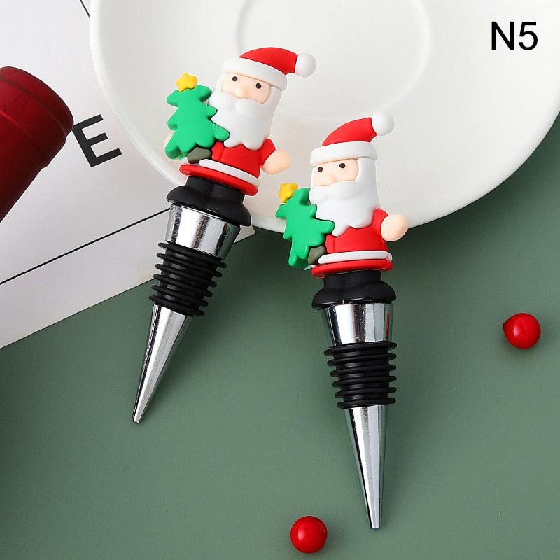 1PC Christmas Series Wine Stopper Bar Party Decoration snowman Shape Fresh-keeping Wine Champagne Stopper Bar Accessories