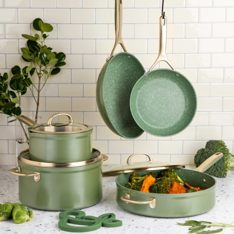 Thyme & Table Nonstick 12 Piece Supreme Cookware Set, Cream