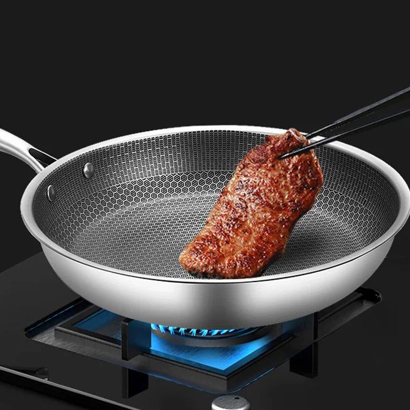Non-Stick Stainless Steel Pan Cooking Sided Non-stick Non-coated Full Screen Omelet Steak Pancake Cookware Kitchen