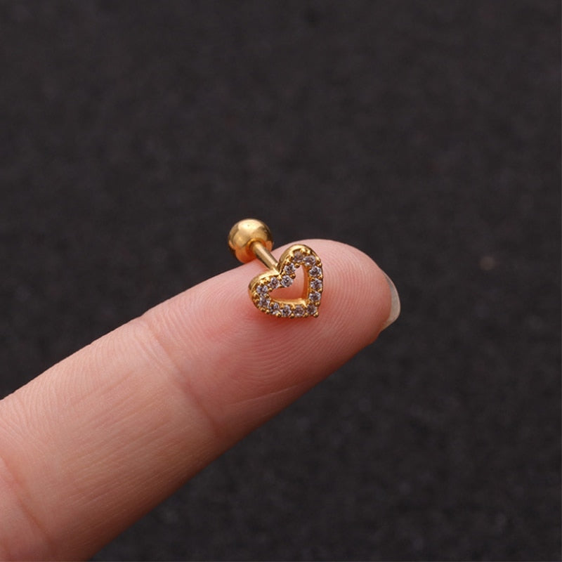 Fashion 316 Stainless Steel Mini Zircon Cartilage Piercing Stud Earring For Women Helix Tragus Piercing Korea Body Jewelry 1 Pcs
