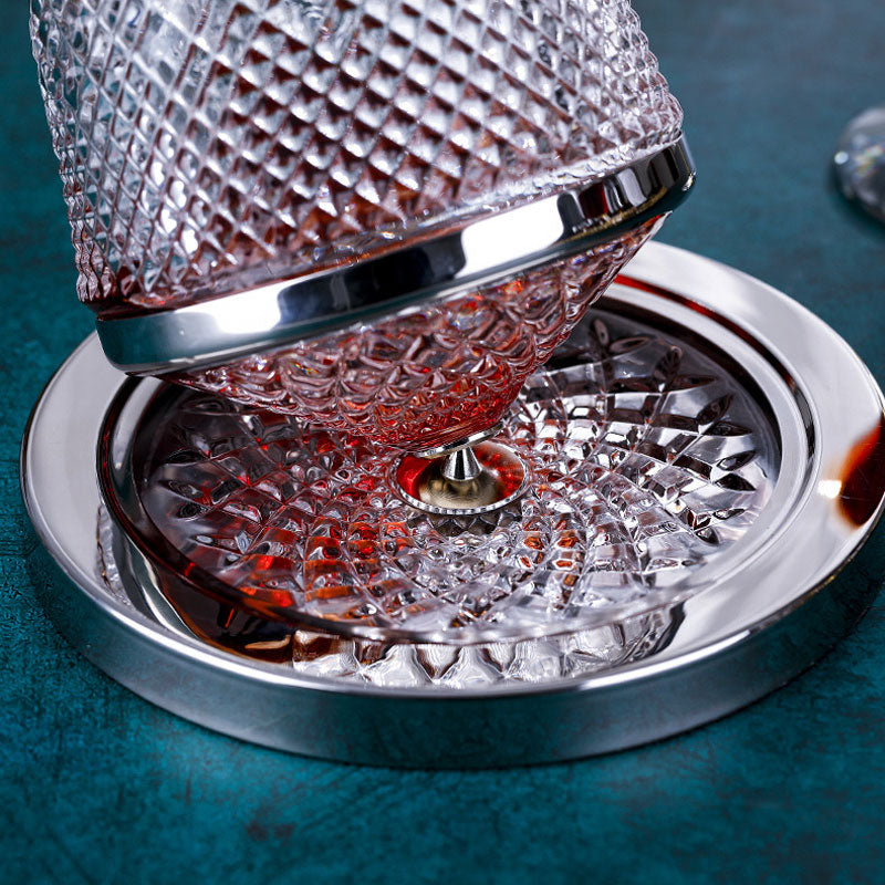 Luxurious Rotating Wine Separator Red Whiskey Tumbler Gyro Glass Bottle 1500ml Rotary Decanter With Tray Kitchen Bar Tools