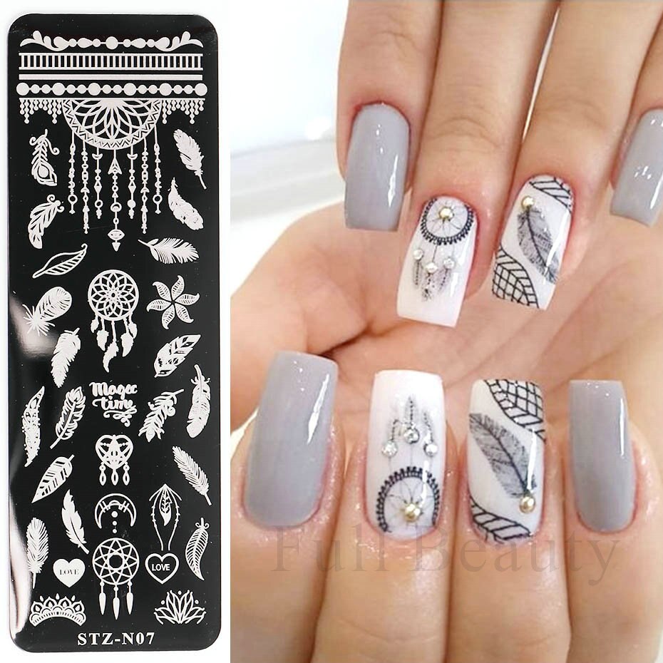 French Nail Art Stamping Plate Geometry Wave Line Drawing Templates Flower Love Lace Stamp Nail Charm Mold Stencil Tools LAXY-D-