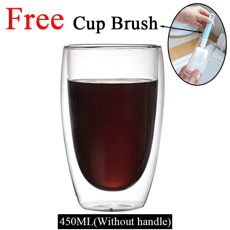 Double Wall High Borosilicate Glass Mug Heat Resistant Tea Milk Lemon Juice Coffee Water Cup Bar Drinkware Lover Gift Creativity