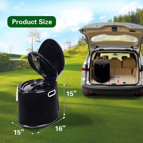Travel Camping Toilet, 5.3 Gallon, Black
