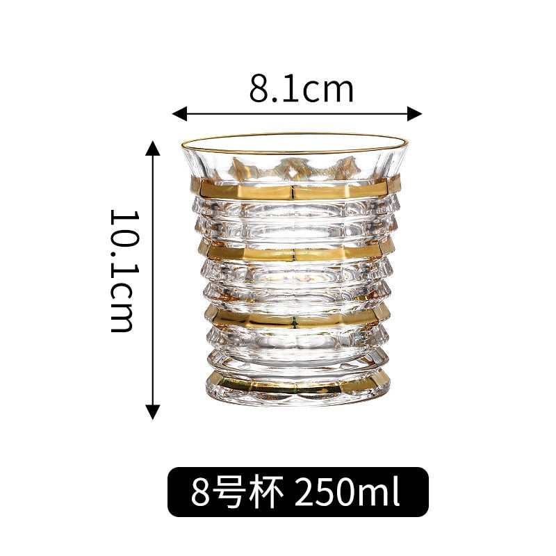 Crystal Gilt Glass Beer Mug European Luxury Brandy Wine Whiskey Cup Cups Drinkware Kitchen Dining Bar Home Garden