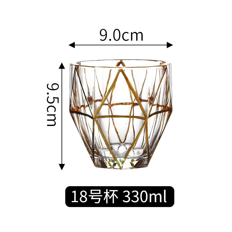 Crystal Gilt Glass Beer Mug European Luxury Brandy Wine Whiskey Cup Cups Drinkware Kitchen Dining Bar Home Garden