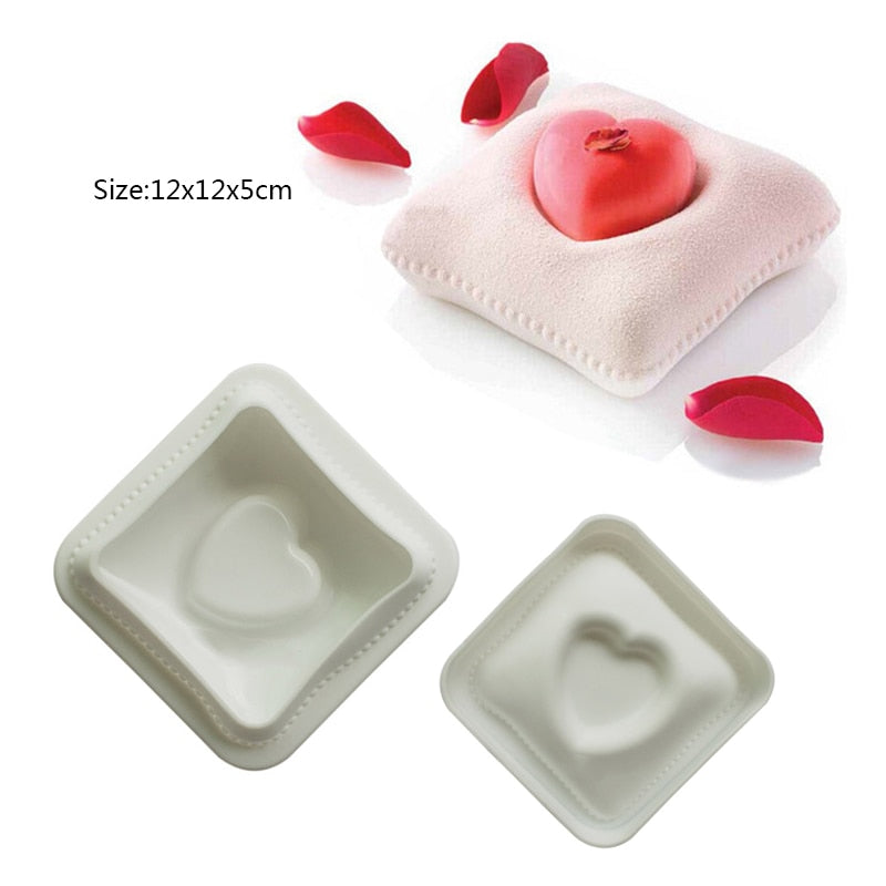 Heart Shaped Silicone Mold Cake Mousse Baking Forms Tray Silicon Soap Candle Making Moulds Kitchen Bakeware Tool