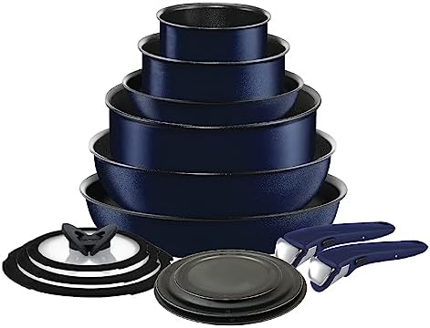 Nonstick Cookware Set 14 Piece Induction Stackable, Detachable Handle, Removable Handle, RV Cookware, Cookware, Pots and Pans, O
