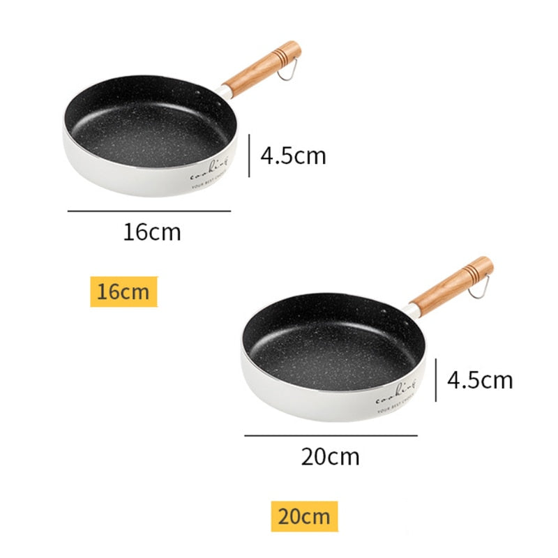 Frying Pan 16/20cm Wok Pan Non-stick Pan Induction Cooker Home Steak Pancake Pan Egg Pan Gas Stove Universal Saucepan Durable