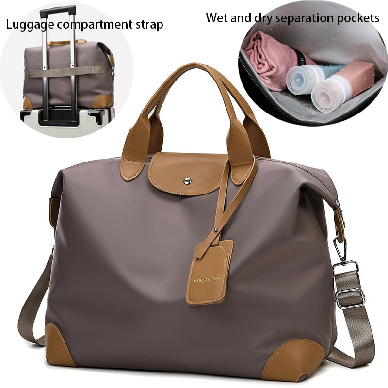 Casual Large-capacity Portable Travel Hand Bag Ladies Shoulder Tote Bag Luggage Light and Simple Sports Fitness Messenger Bag