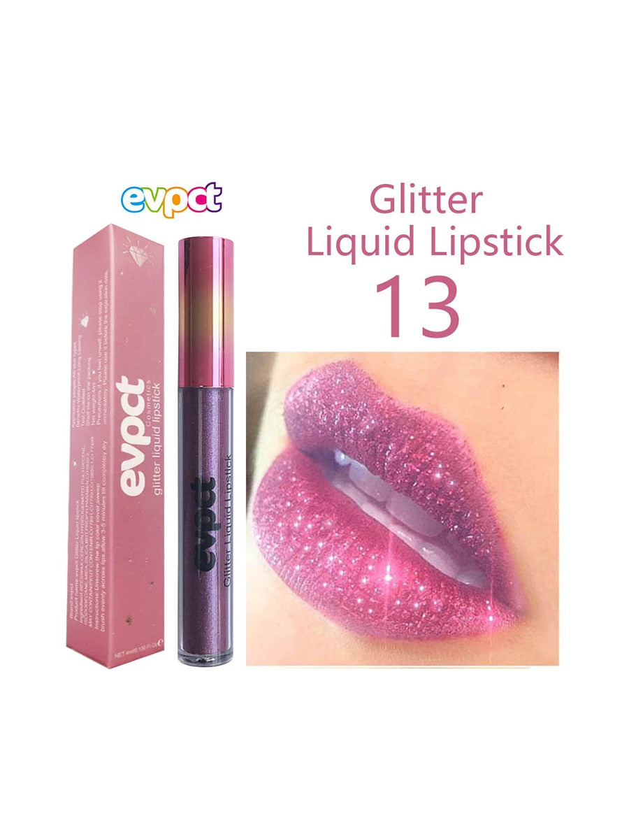 Waterproof Diamond Shimmer Glitter Lip Gloss 18 Colors Matte Glitter Liquid Lipstick Diamond Pearl Colour Lip Gloss Sexy Make Up