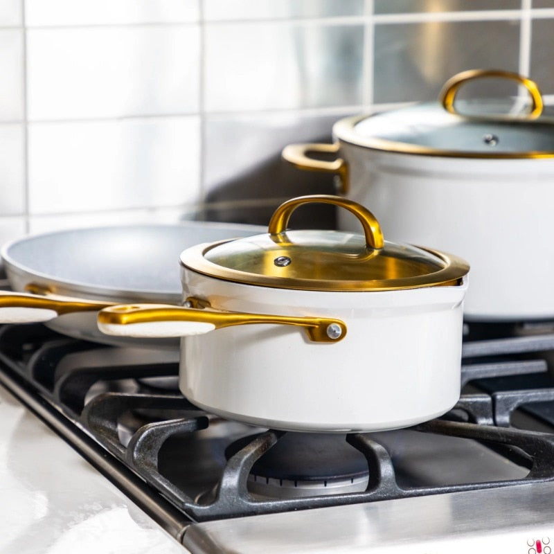 Thyme & Table Nonstick 12 Piece Supreme Cookware Set, Cream