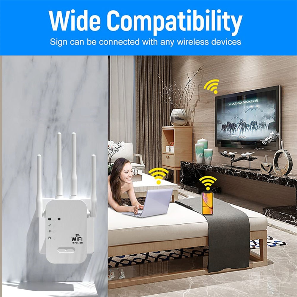 1200Mbps WiFi Repeater Wireless WIFI Extender WiFi Booster 5G 2.4G Dual-band Network Amplifier Long Range Signal WiFi Router