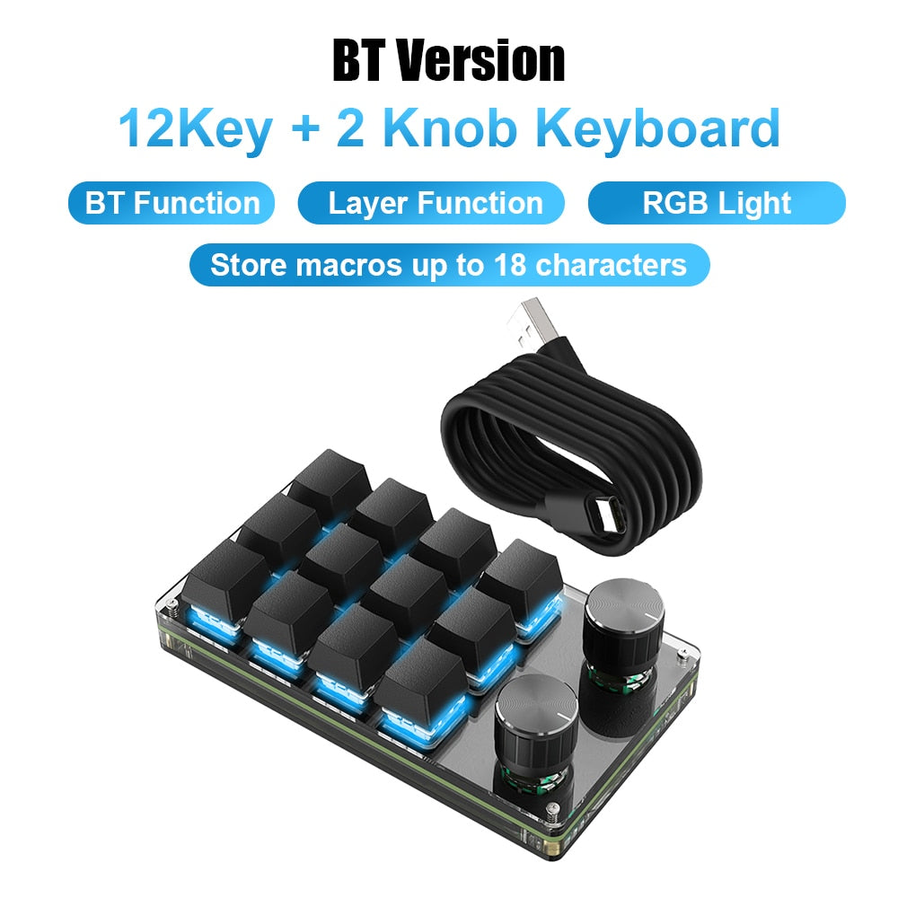 Programming Macro Custom Knob Keyboard RGB 3 Key Copy Paste Mini Button Photoshop Gaming Keypad Mechanical Hotswap Macropad