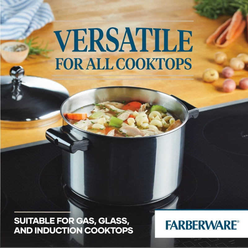 Farberware Classic Stainless Steel Cookware 15-Piece Set cooking pots set ceramic cookware set