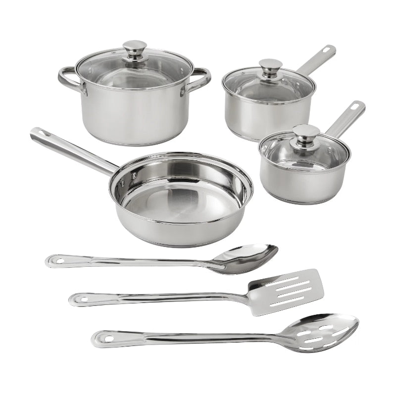 Mainstays Stainless Steel 24-Piece Kitchen Setcookware pots and pans set