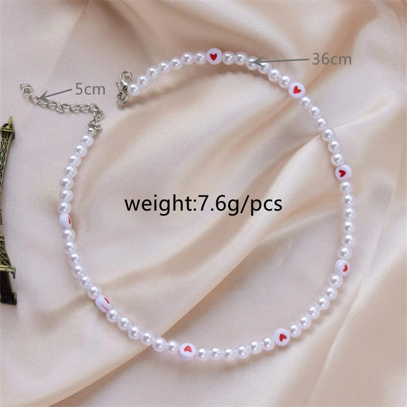 Trendy Love Pearl Necklace Female Personality Travel Party Fashion Clavicle Necklace Accessories collar perlas collar