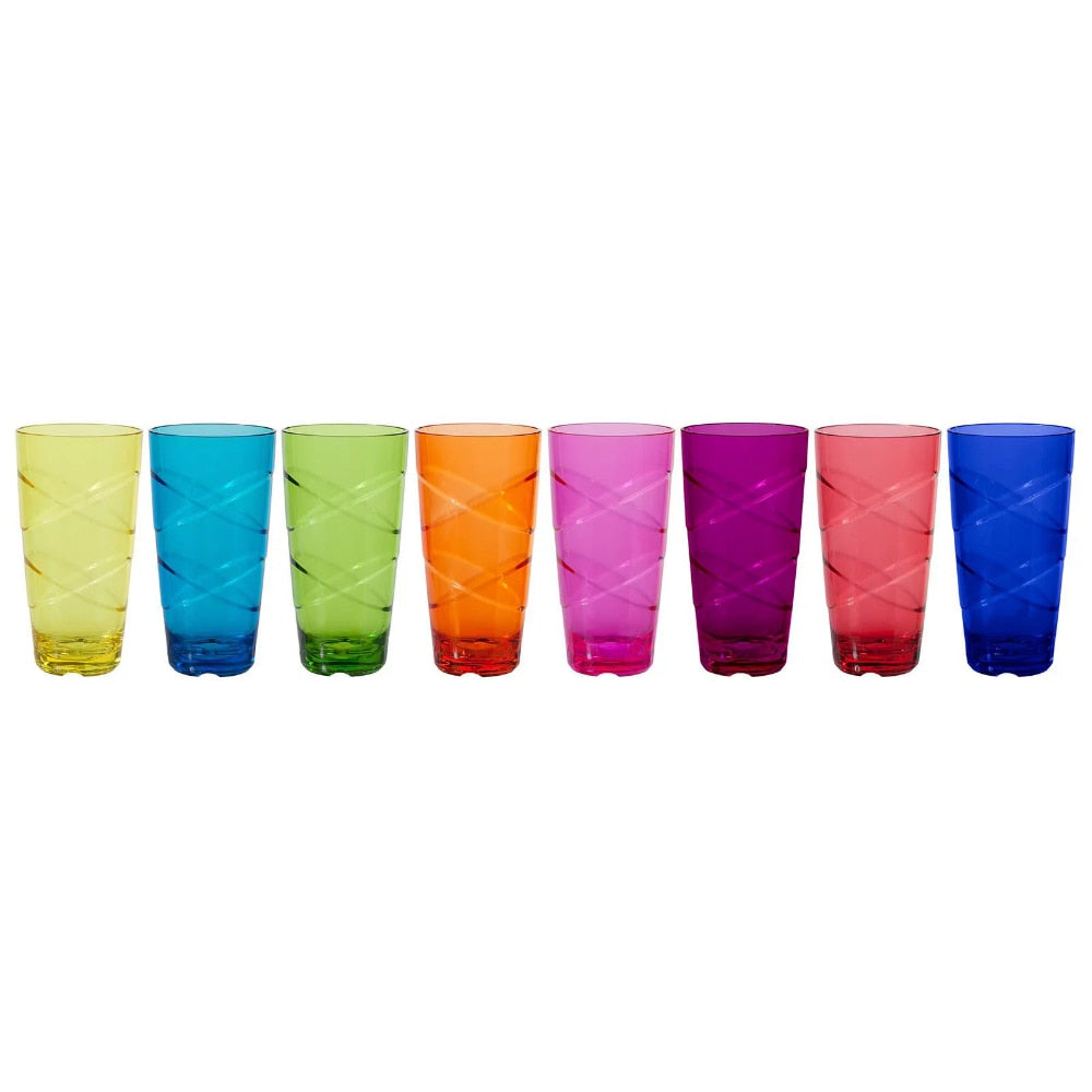 24-Ounce Multi-Colored Plastic Tumbler Set of 8 Cups Drink Items Free Shipping Coffee Cup Mug Drinkware Kitchen Dining Bar Home