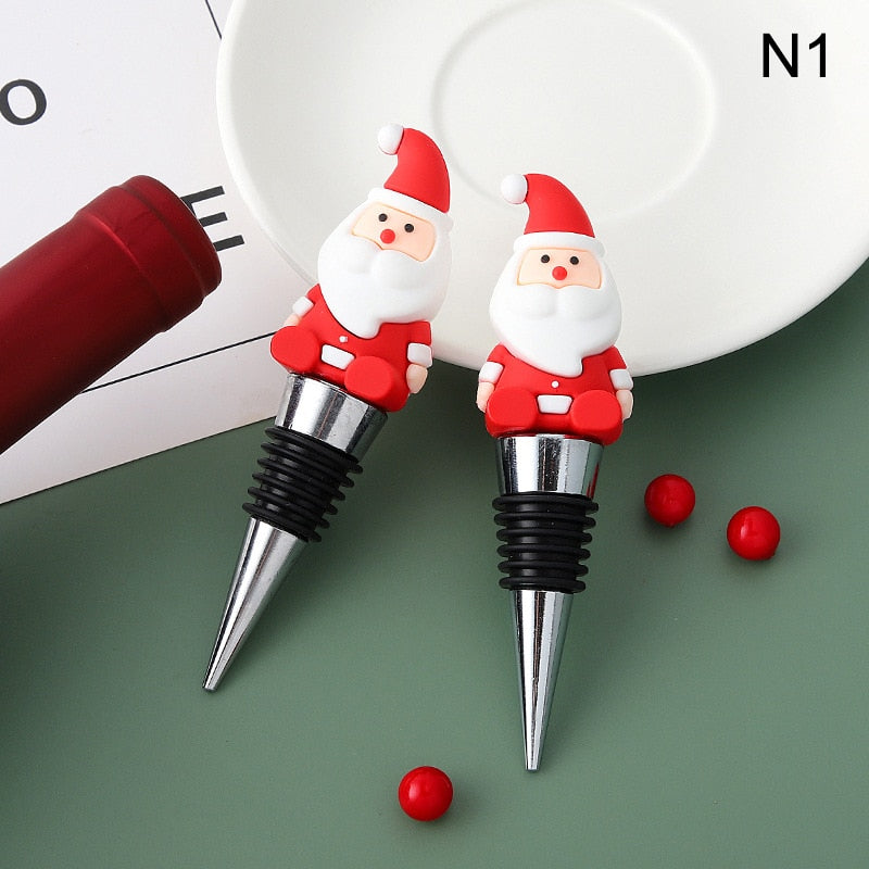 1PC Christmas Series Wine Stopper Bar Party Decoration snowman Shape Fresh-keeping Wine Champagne Stopper Bar Accessories