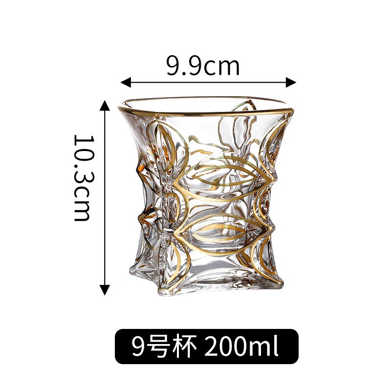 Crystal Gilt Glass Beer Mug European Luxury Brandy Wine Whiskey Cup Cups Drinkware Kitchen Dining Bar Home Garden
