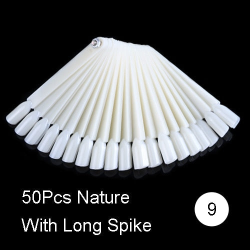50Pcs Nail Swatches Oval Round Tips For Display Nail Samples Gel Polish Palette Color Chart Manicure Practicing Tools NTA23-1
