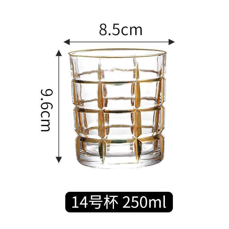 Crystal Gilt Glass Beer Mug European Luxury Brandy Wine Whiskey Cup Cups Drinkware Kitchen Dining Bar Home Garden
