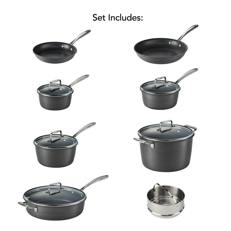 13 Piece Hard Anodized Aluminum Nonstick Cookware Set Silicone for air fryer in in square cake pan Takoyaki pan Roti pan Baking