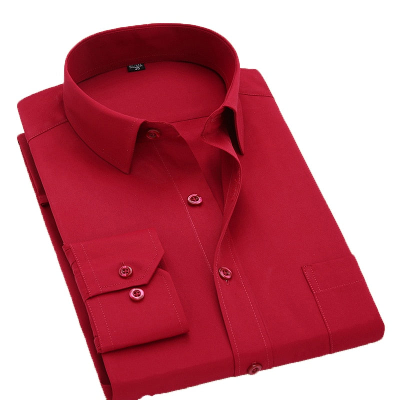 MACROSEA Classic Style Men's Solid Shirts Long Sleeve Men's Casual Shirts Comfortable Breathable Men's Office-wear Clothing