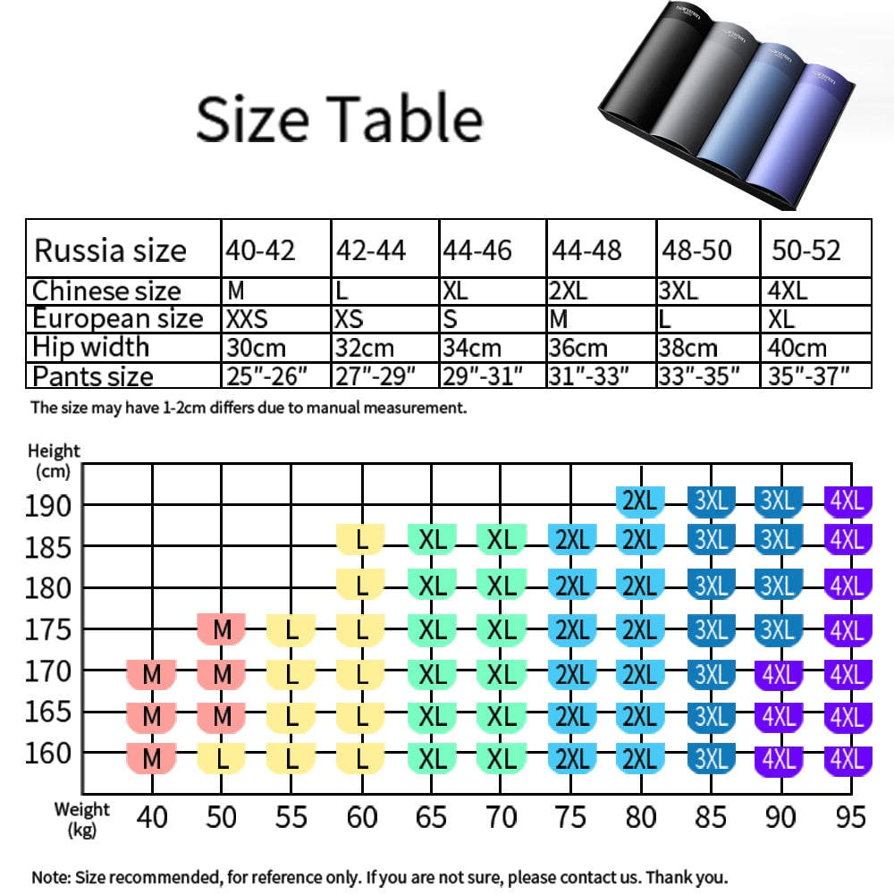 Brand 4PCS Men's Underwear Graphene 3A Antibacterial Underpants Ice Silk Men Boxer Shorts Moisture Absorbent Elastic Male Pantie