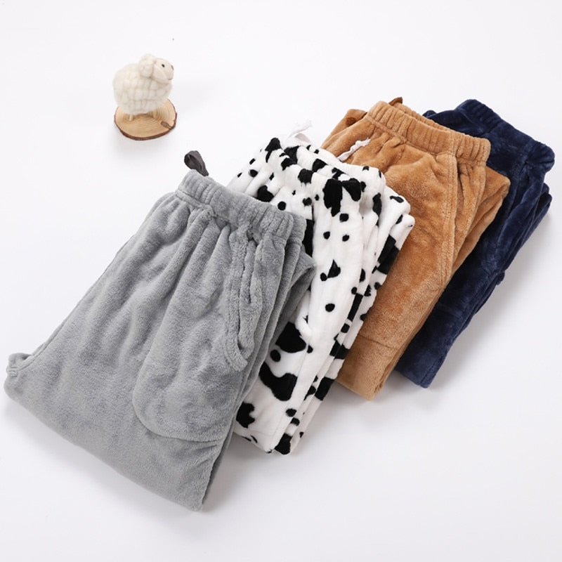Fdfklak M-XXL Large Thicken Warm Women's Trousers Winter Flannel Pants For Pajama Bottoms Multiple Styles Couple Lounge Wear