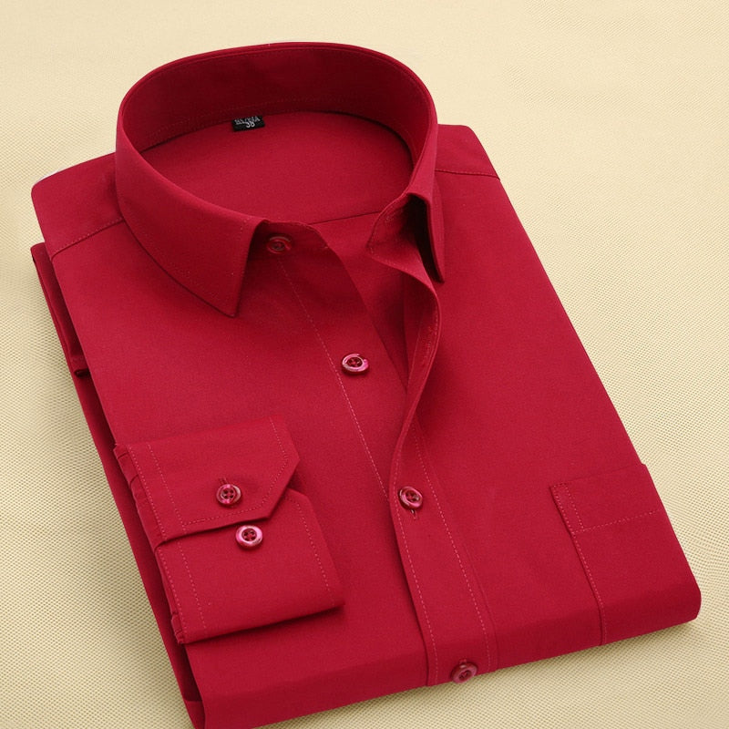 MACROSEA Classic Style Men's Solid Shirts Long Sleeve Men's Casual Shirts Comfortable Breathable Men's Office-wear Clothing