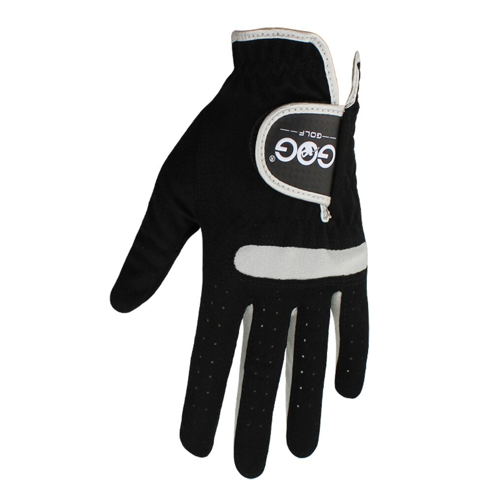 Pack 1 Pcs Men's Golf Glove Left/Right Hand Micro Soft Fiber Breathable Non-Slip Golf Gloves Men Color Black