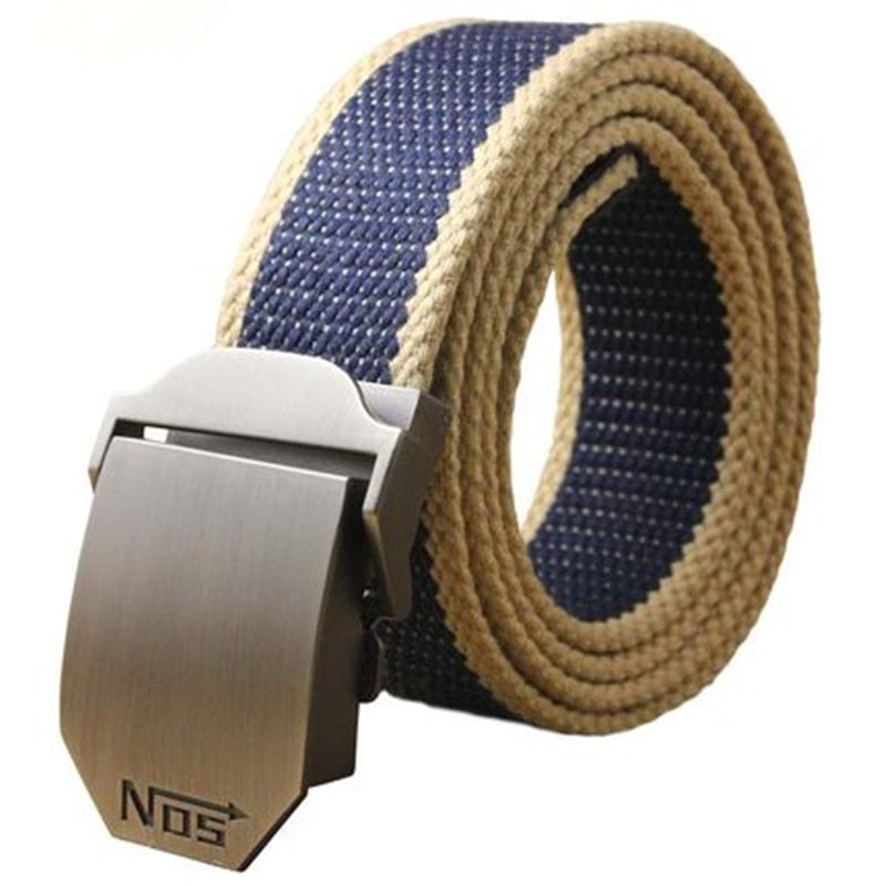 2022 Men Weave Canvas belt mens waist belt Casual Brand Cargo Belts Young student Automatic Buckle-Belt Male Tactical Belt