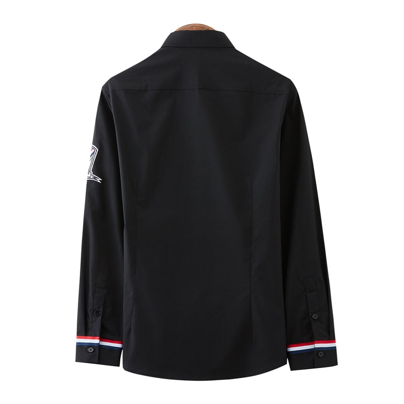 Men's clothing Classic white black shirts korean clothes Shirt Covered Placket Formal Business Standard-fit Long Sleeve Shirts