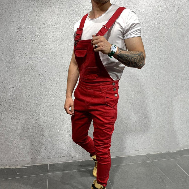 Mens Jeans Overalls Denim Dungaree Bib Overalls Jumpsuits Male Jumpsuits Cargo Work Pants Trousers Male Casual Moto Biker Pants