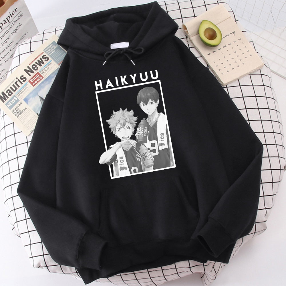 Hinata And Kageyama Haikyuu Streetwear Mens Casual Funny Hip Hop Hooded Japan Anime Hoodies Fly High Graphic Men Sweatshirts