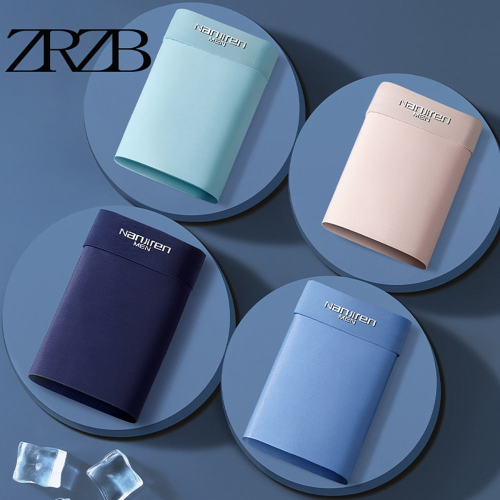 Brand 4PCS Men's Underwear Graphene 3A Antibacterial Underpants Ice Silk Men Boxer Shorts Moisture Absorbent Elastic Male Pantie