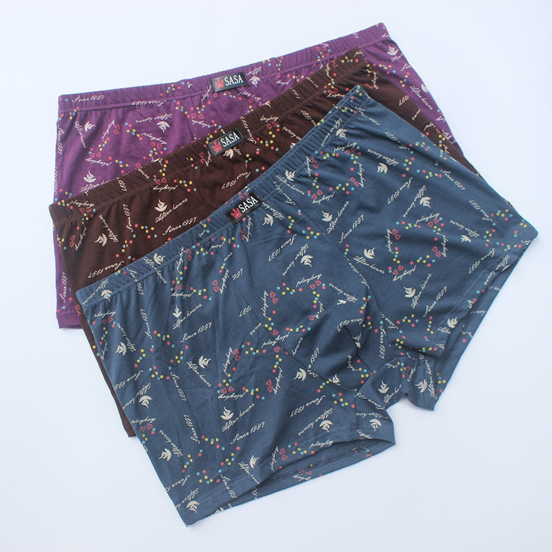 6Pcs/Lot Men'S Underwear Boxer Shorts Cotton Plus Size Loose Breathable Mid-Waist Print Sexy Middle-Aged Men'S Shorts