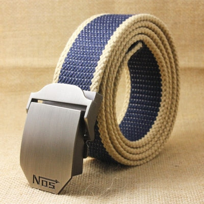 2022 Men Weave Canvas belt mens waist belt Casual Brand Cargo Belts Young student Automatic Buckle-Belt Male Tactical Belt
