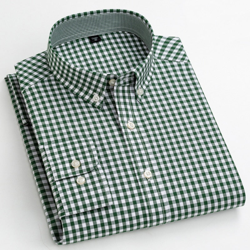 Men's Casual Plaid Shirt Comfortable Special Design Long Sleeve Easy-care Shirts High Quality 100% Cotton Smart Shirts