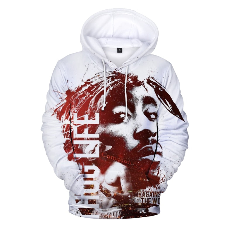 Hip Hop 2pac 3d Hoodie Sweatshirt Men Autumn Winter Pullovers Print Rapper Tupac Hoodies Long Sleeve Tops Black Hooded Hoodies