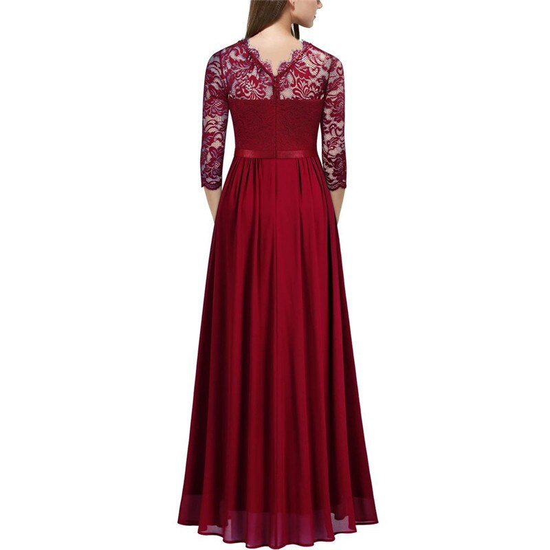 Lace Dress Women Green Black 2021 Spring Summer New Europe Fashion Chiffon Stitching Party Maxi Dresses Vestidos Feminina CX1345