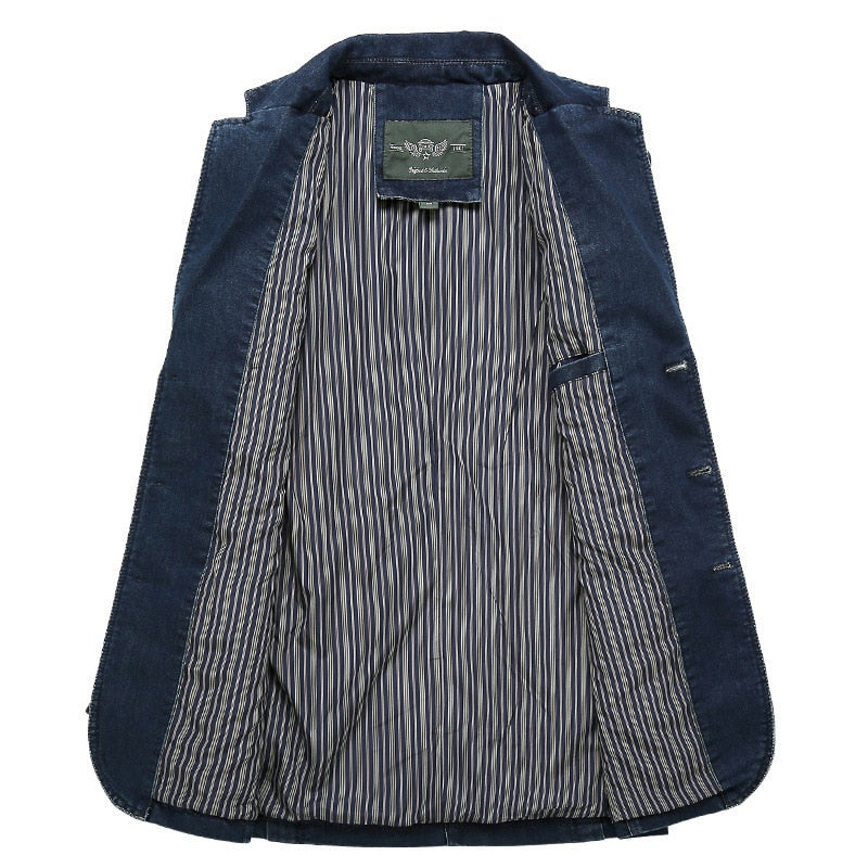 New Mens Denim Blazer Male Suit Oversized Fashion Cotton Vintage 4XL Male Blue Coat Denim Jacket Men Jeans Blazers BG2182